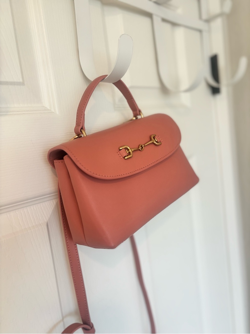 Sam Edelman Rose Leather Top-Handle Crossbody with Gold Hardware - Picture 13 of 15